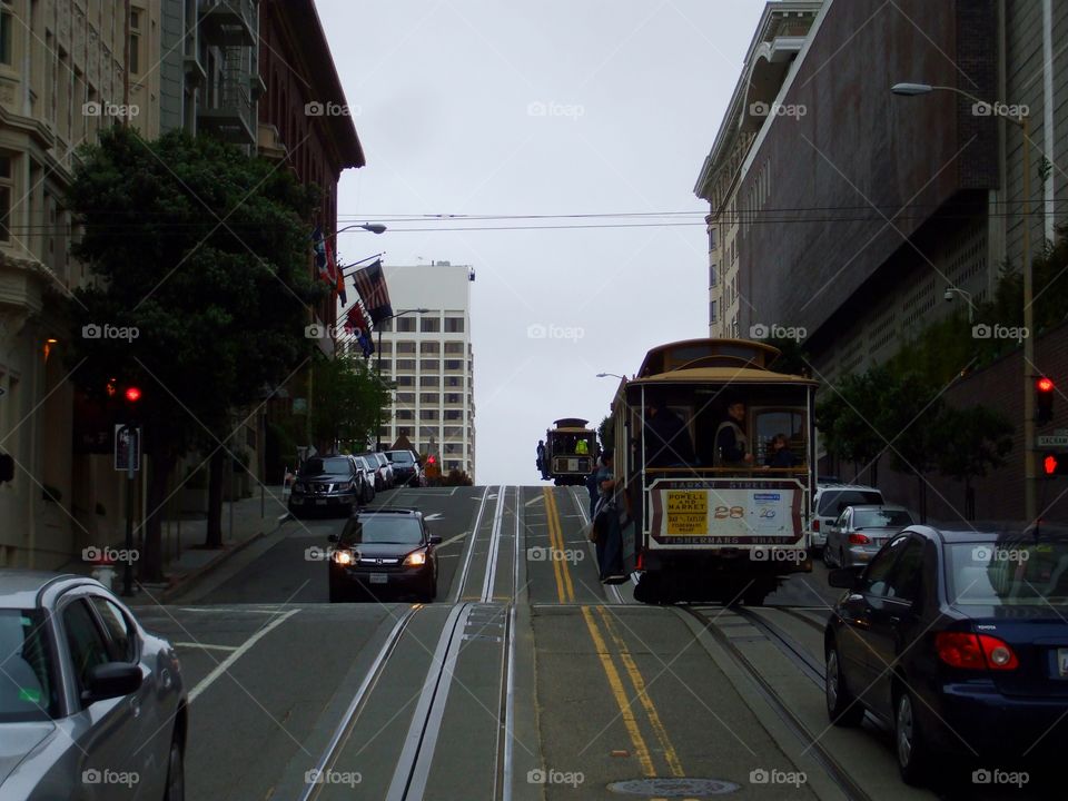 view of San Francisco street With cable car