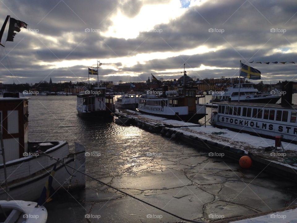 Winter view from Strandvägen in Stockholm