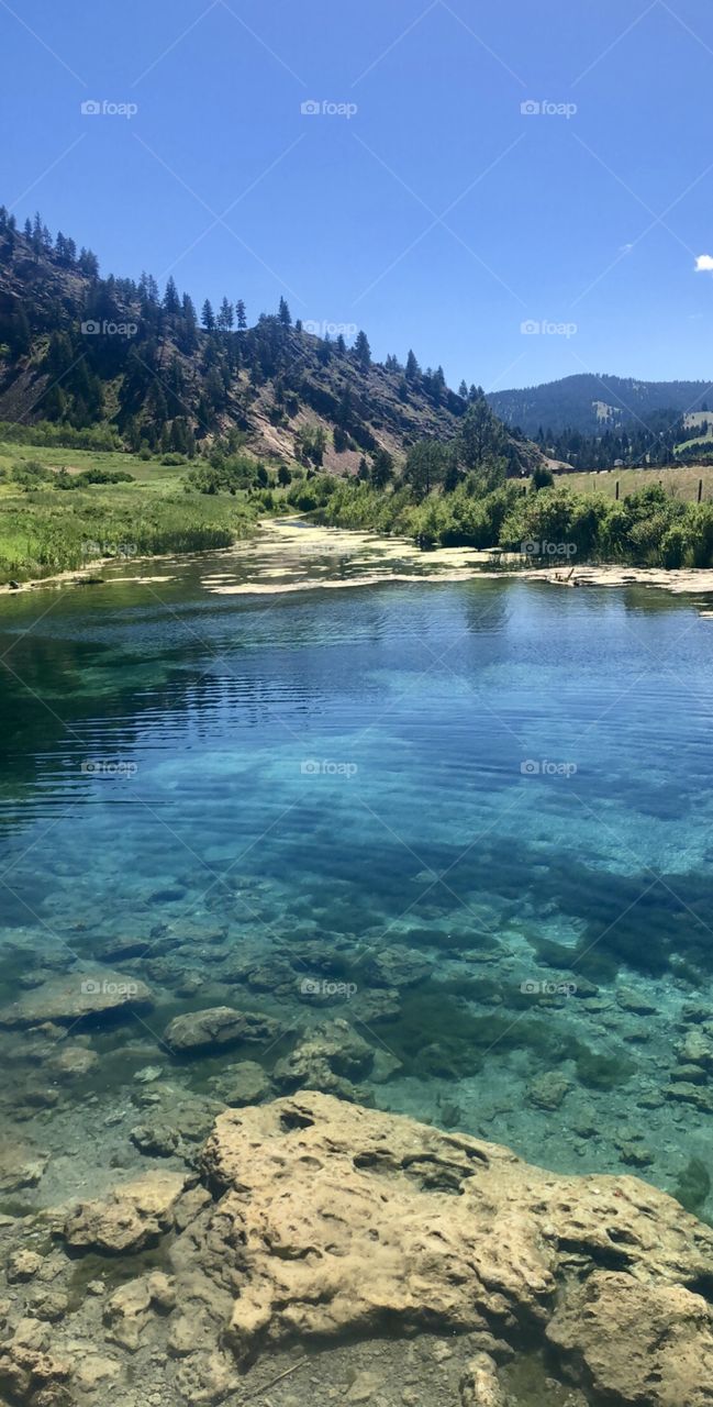 Clear blue summer swimming hole. 