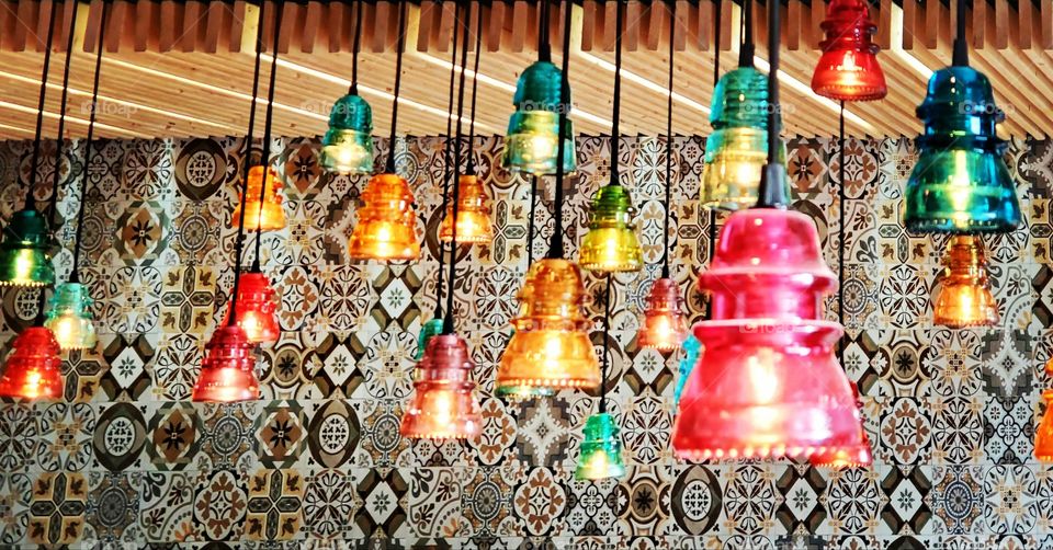 decorative lights in a Mediterranean restaurant