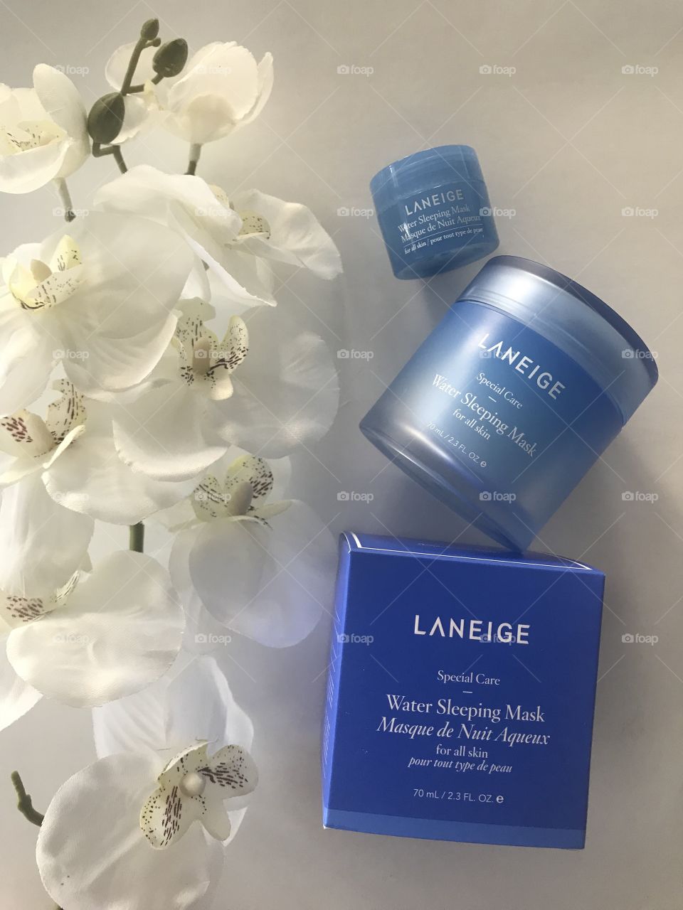Water Sleeping Mask Skincare by Laneige. Skincare is important and this photo contains flowers that makes the user feel natural. 