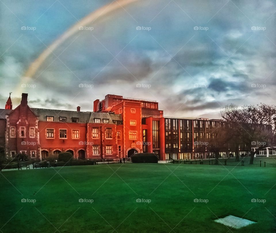 A rainbow shines over Belfast