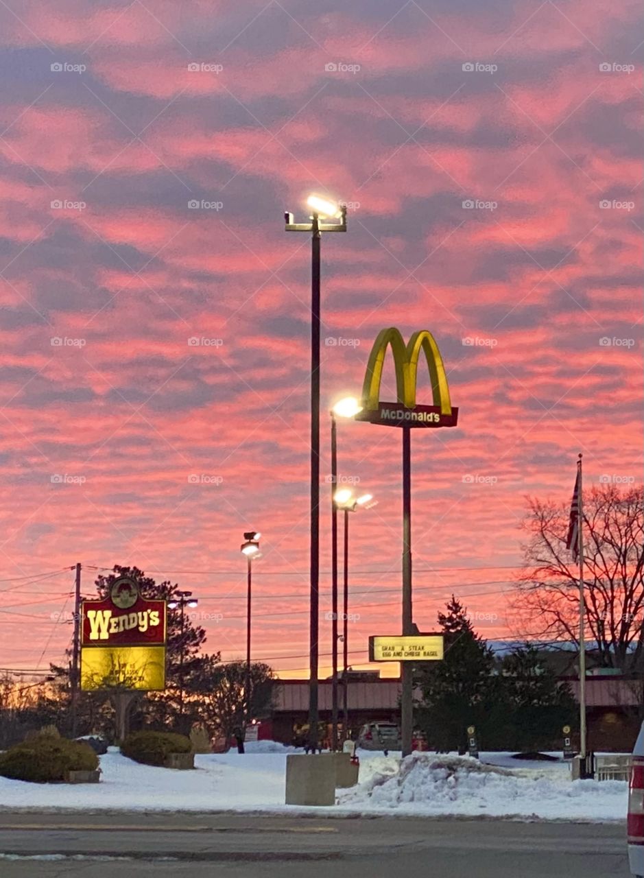 Wendy’s and McDonald’s at sunrise