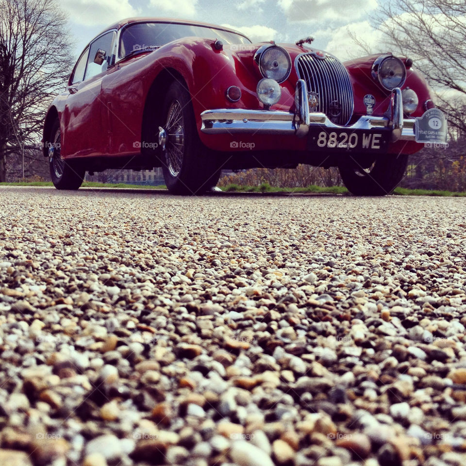 Red jaguar xk classic car