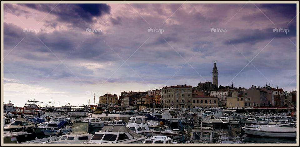 Port Rovinj Croatia wonderful sunset thunderstorm clouds