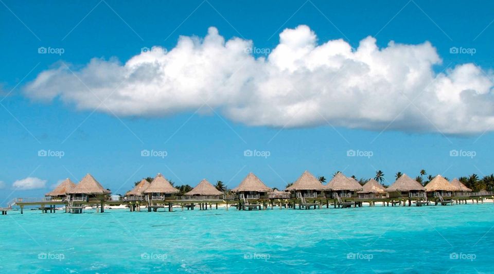 Overwater bungalows Bora Bora. Overwater bungalows at the Intercontinental Maitira Beach Bora Bora