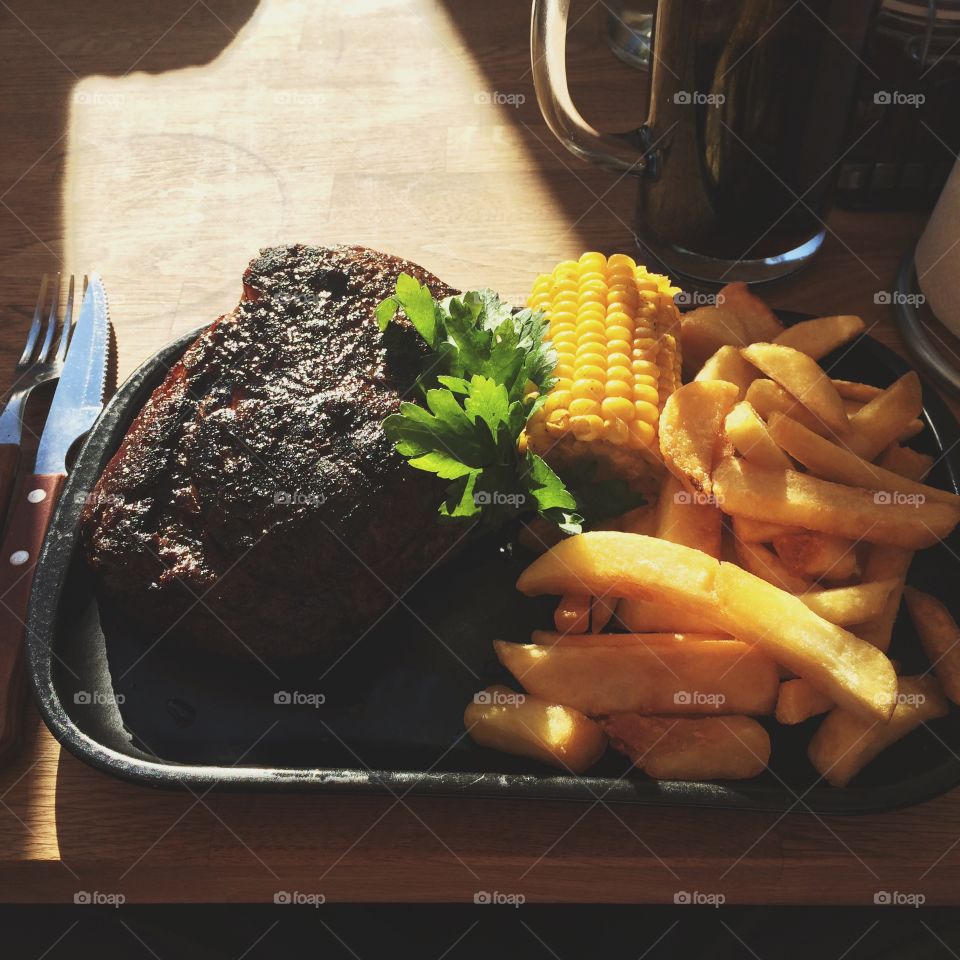 Big steak and fries