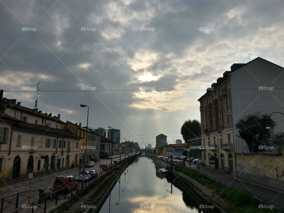 landscape clouds navigli in milan 