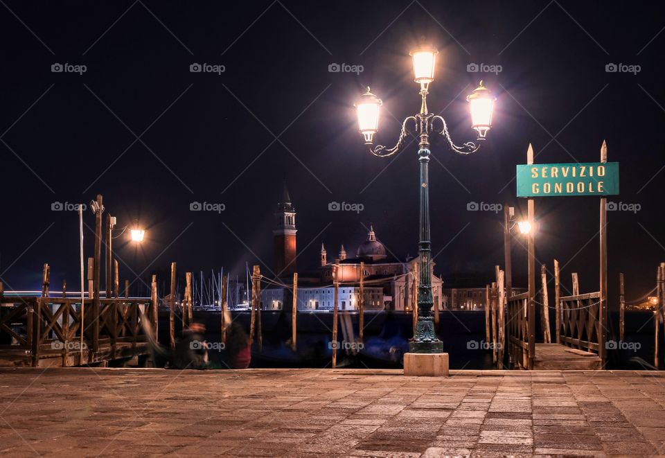 Lantern in the night of Venice