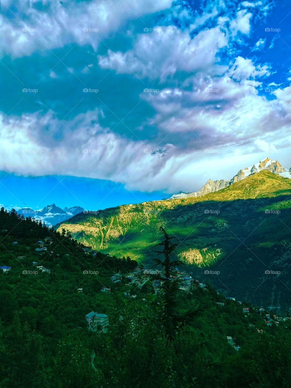 A Beautiful Countryside village by the Mountain