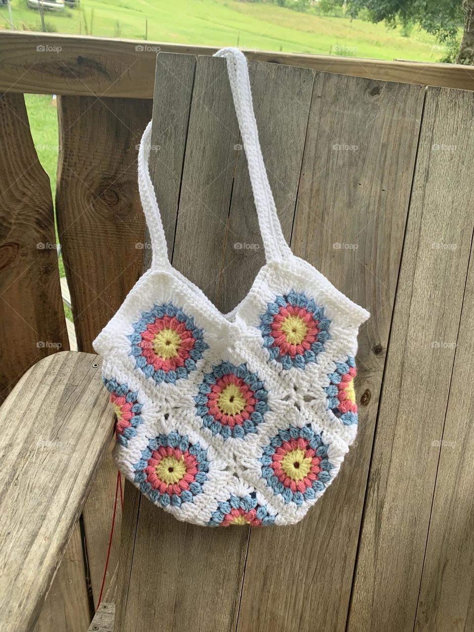 Crochet granny square purse