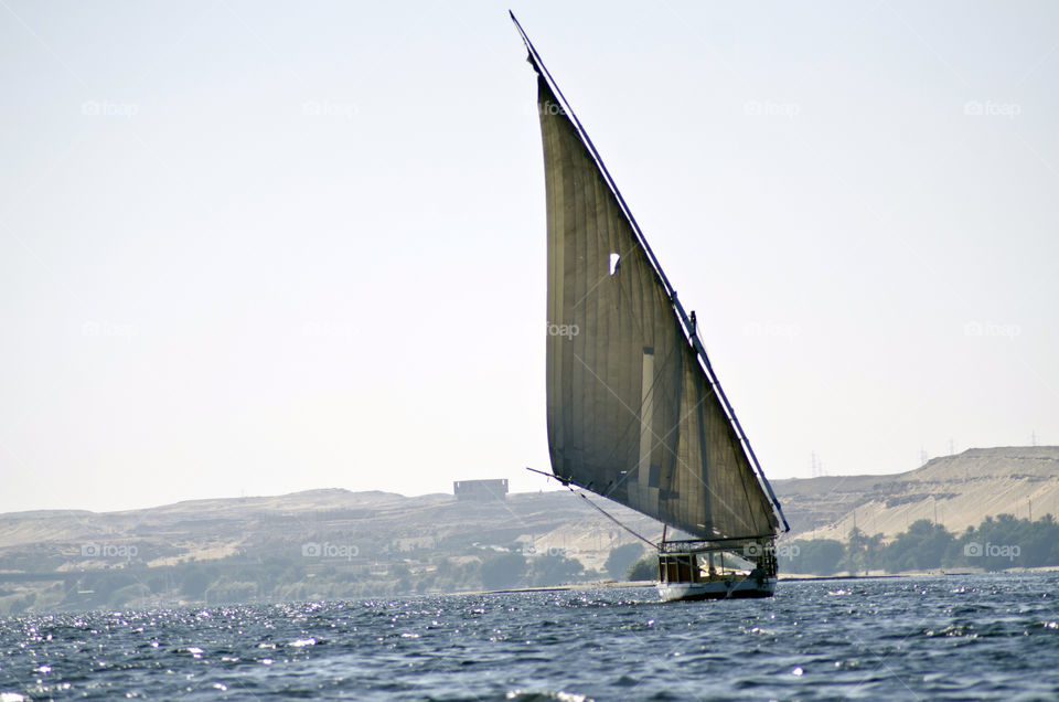 a Felucca, a traditional Egyptian sailboat, on the Nile
