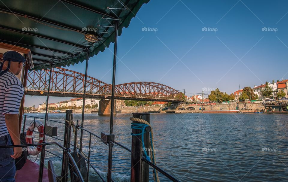 Pesonal ferry across the Vltava river in Prague