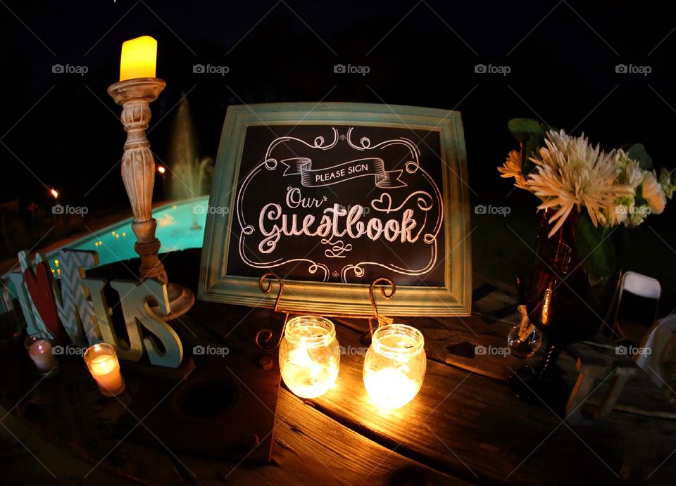 Guestbook. Guestbook setup with candles