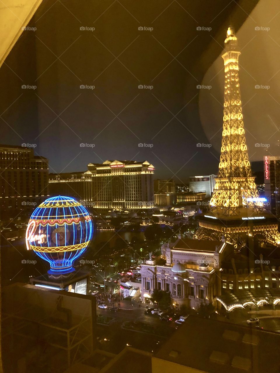 Cityscape of Las Vegas at night.
