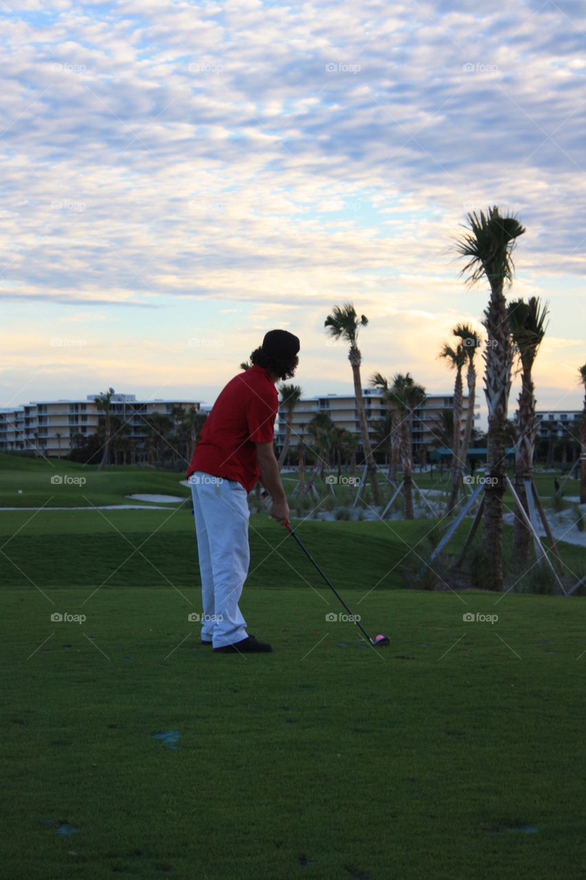 Palm beach golf . Late evening round of golf 