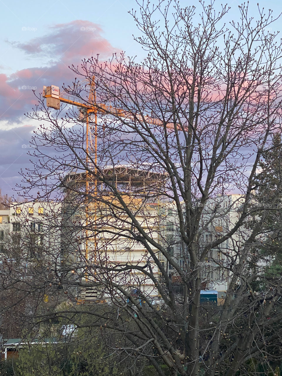 Construction crane in the city