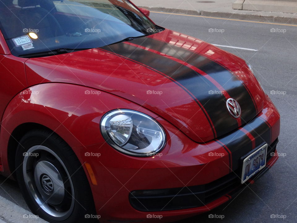 Racing Stripes. Black and Red Volkswagen Bug 