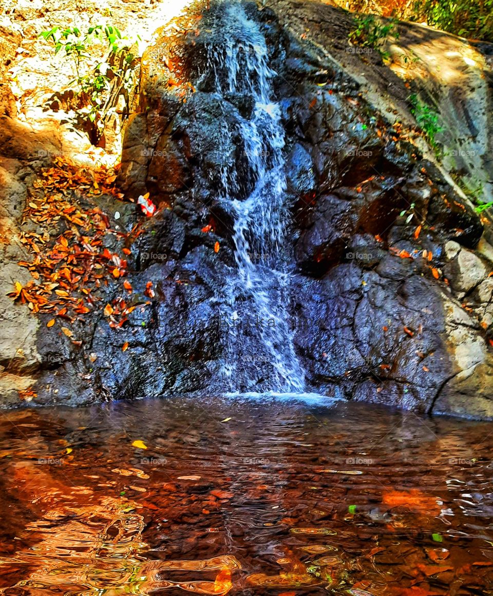 Autumn on the river, sunset,landscape,colorful,nature,autumn,river,Waterfall,rock,rocks,stones,stone,dry leaves,water,Orange