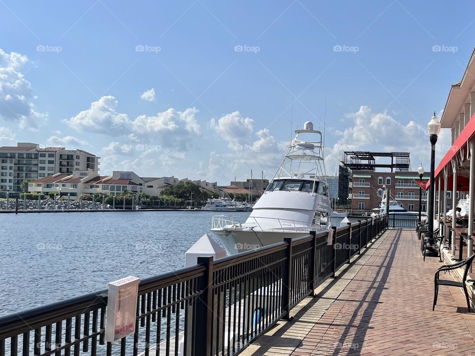 Downtown Pensacola Florida boat bay marina dock walk skyline view water panhandle