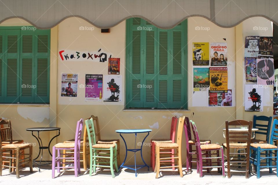 Outdoor cafe in Psiri, Athens, Greece