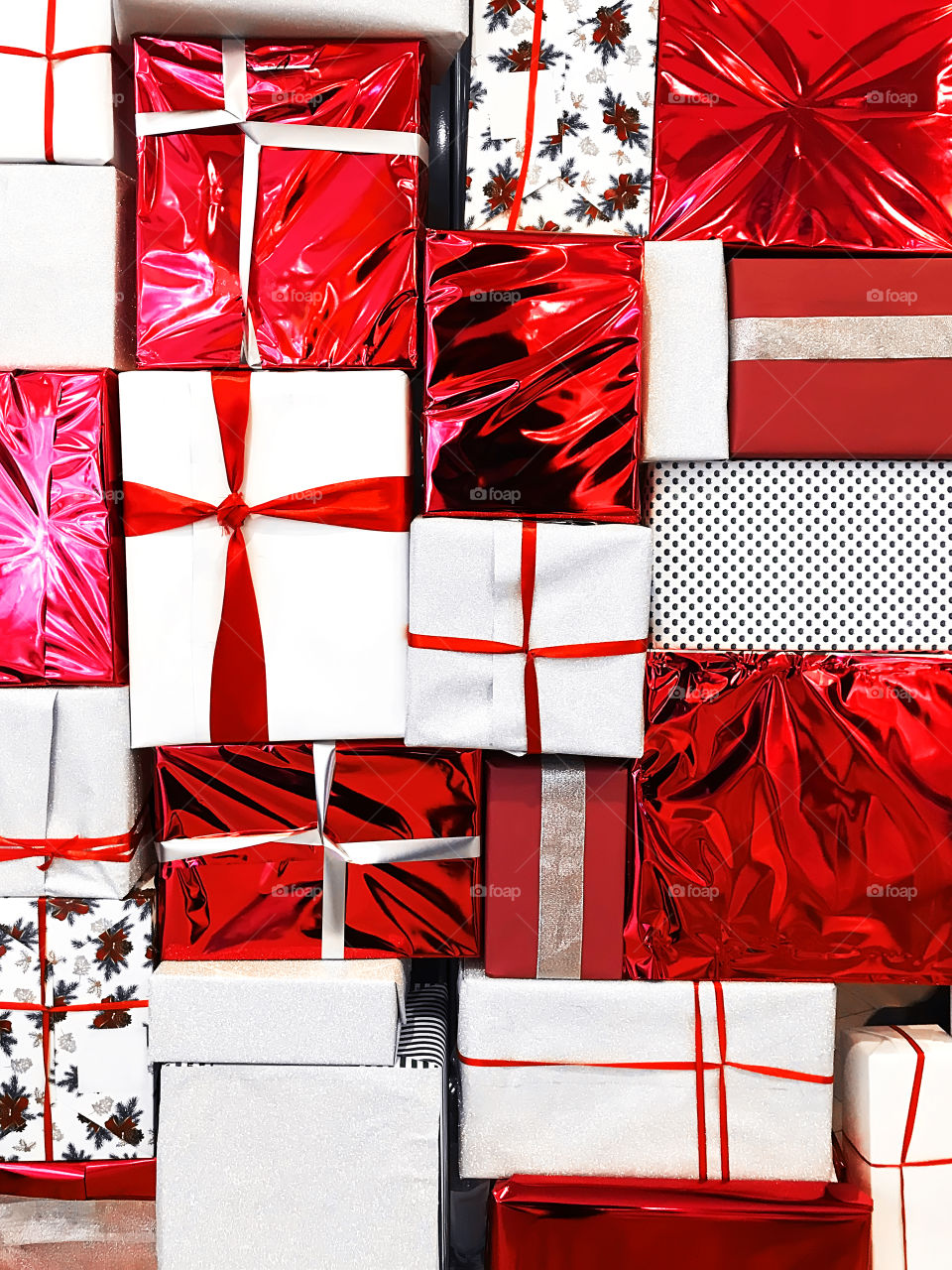 Red and white gift boxes 
