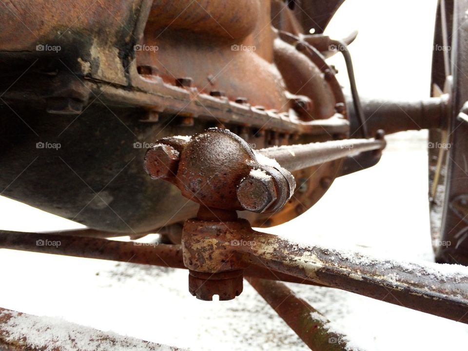 Fordson Tractor steering linkage close up