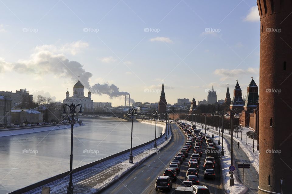 sunny winter day at the kremlin walls