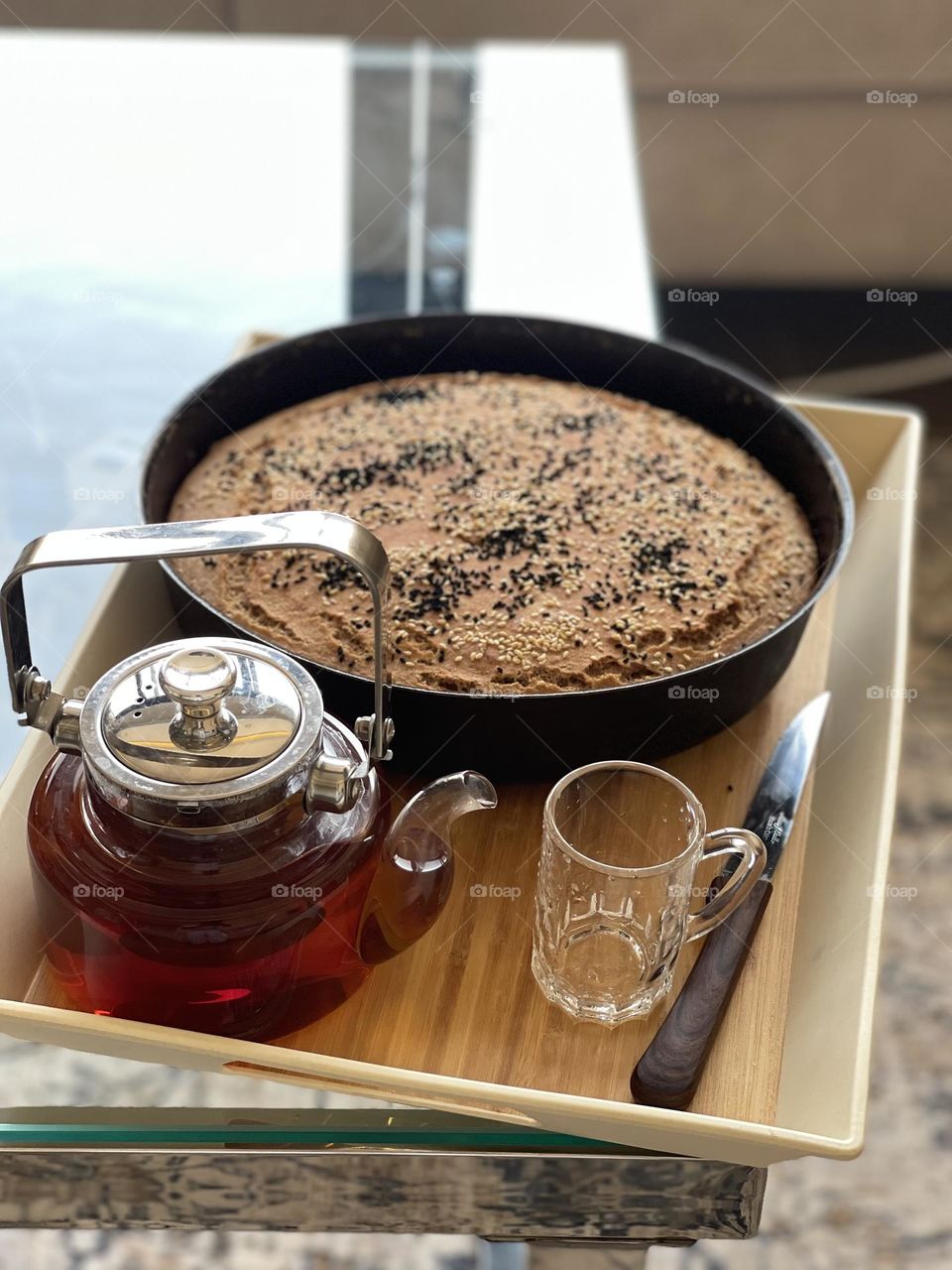 Wheat bread with tea