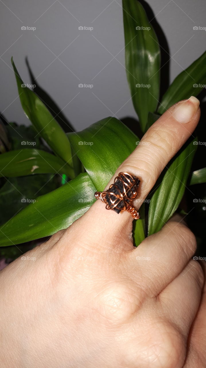 Ring with plant background