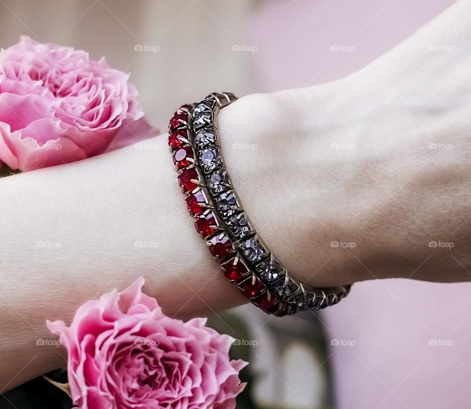 beautiful bracelet on hand of person