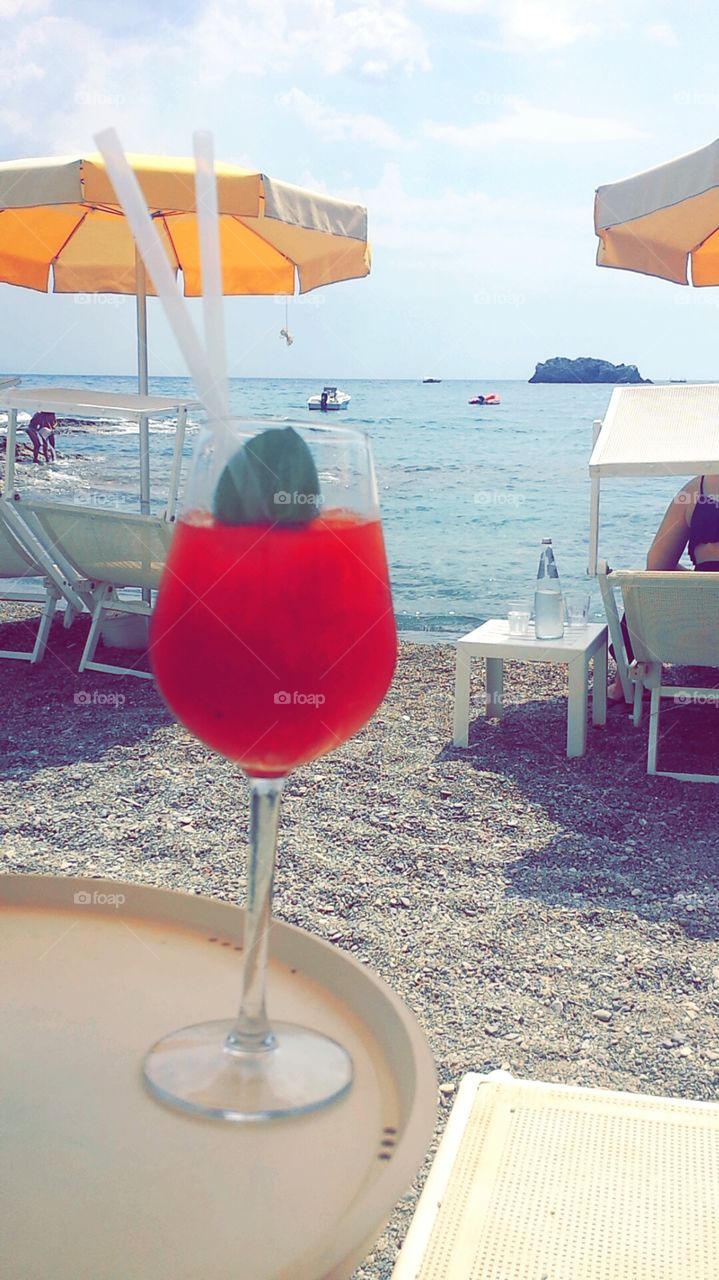 Tropical drink on the beach