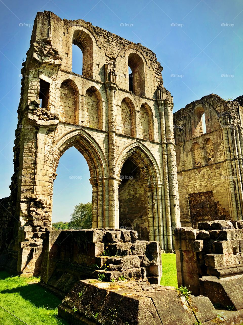 Old ruins of historical Abbey with gothic architecture 