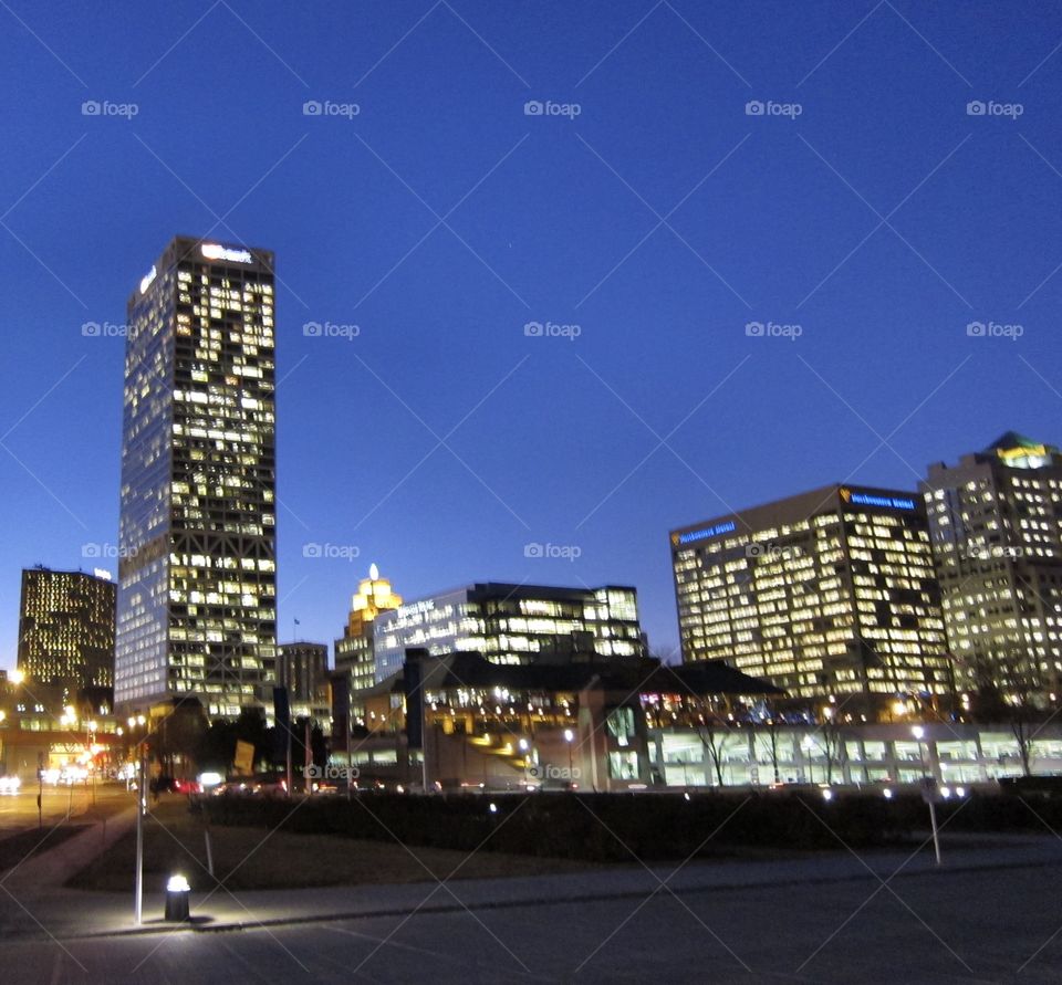 Milwaukee downtown at dusk