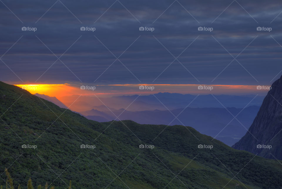 Sunrise on the mountain in Serra do Ibitiraquire near Curitiba.