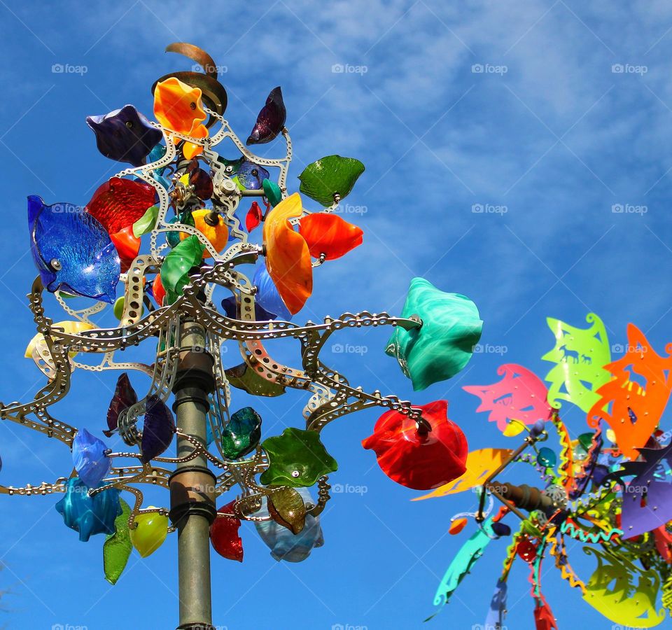 the colorful metal wind spinner