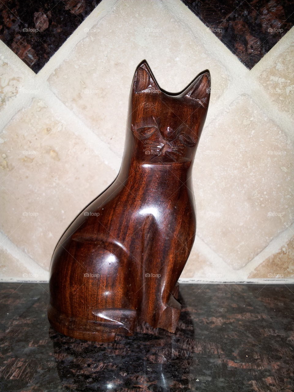 Handcrafted Wooden Cat