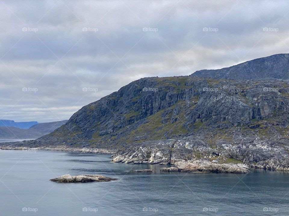 Mountains in a fjord in Greenland