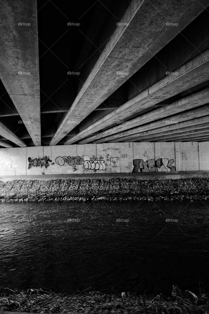 urban bridge with graffiti