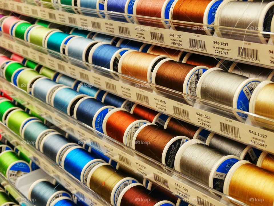 Colorful spools of thread