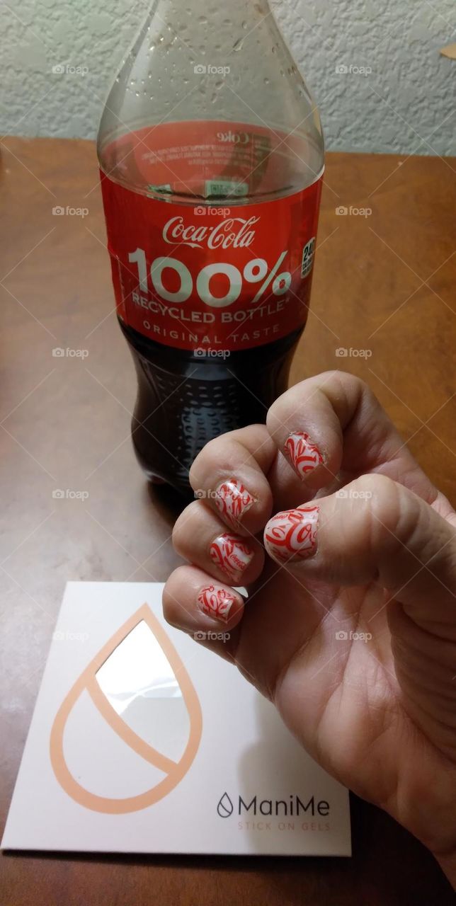 My Coca-Cola nails from Mani-Me gel strips custom made from California
