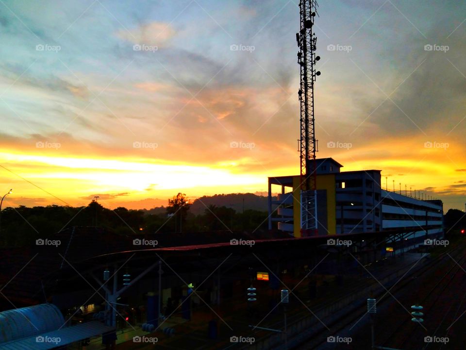 The morning in the railway station.