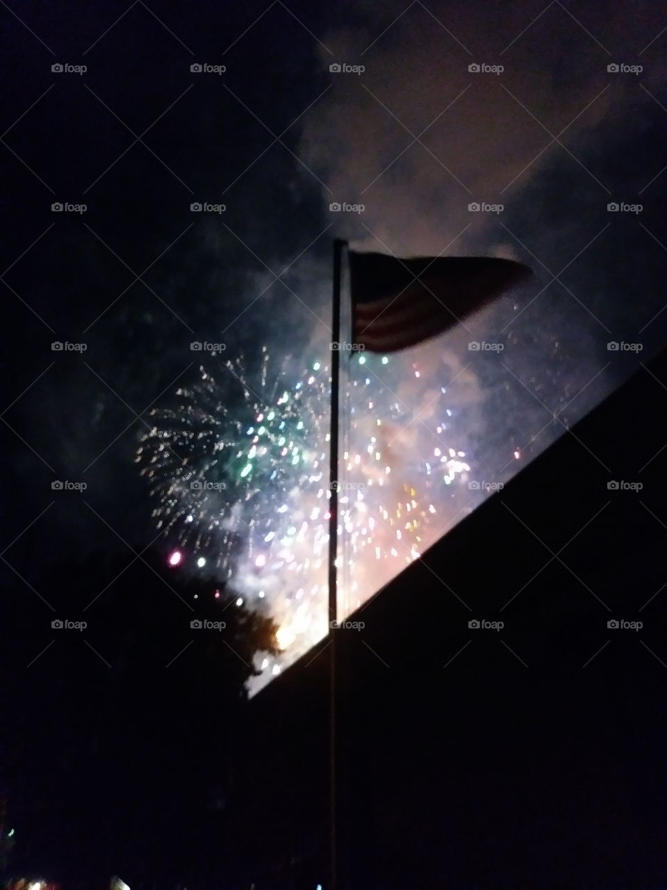usa flag with fireworks
