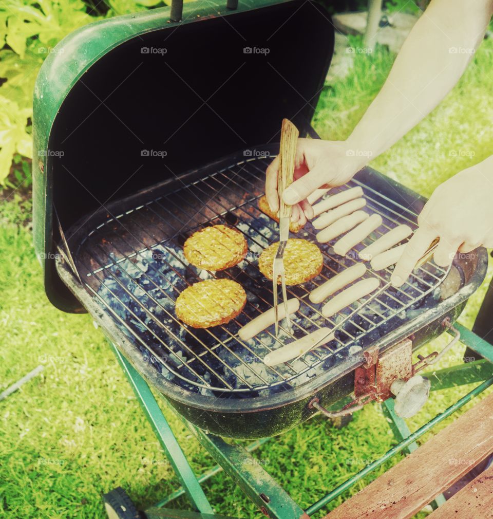 Barbecue. Barbecue in garden 