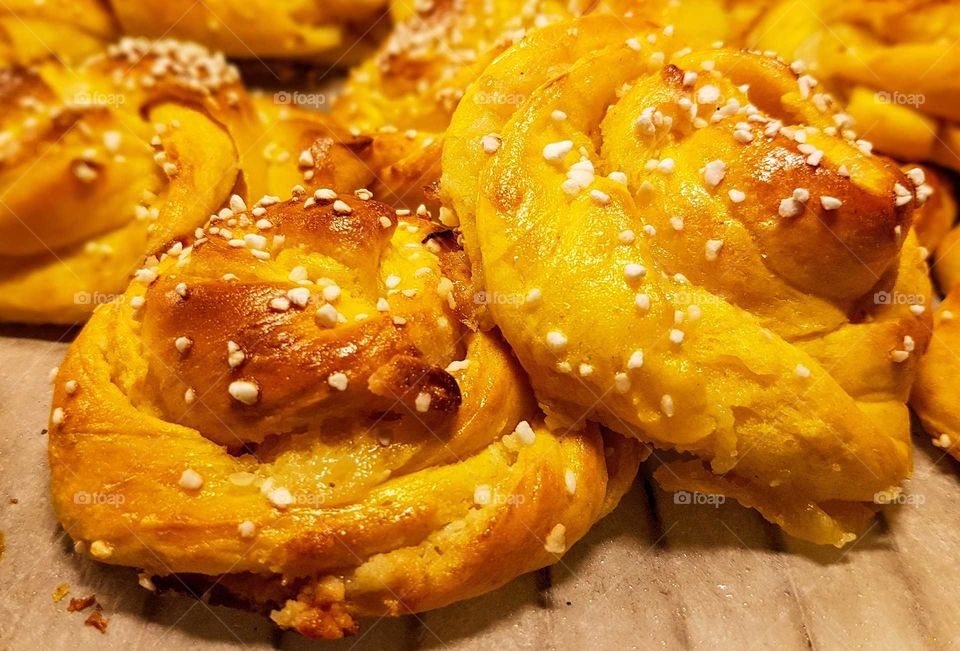 Homemade saffron buns