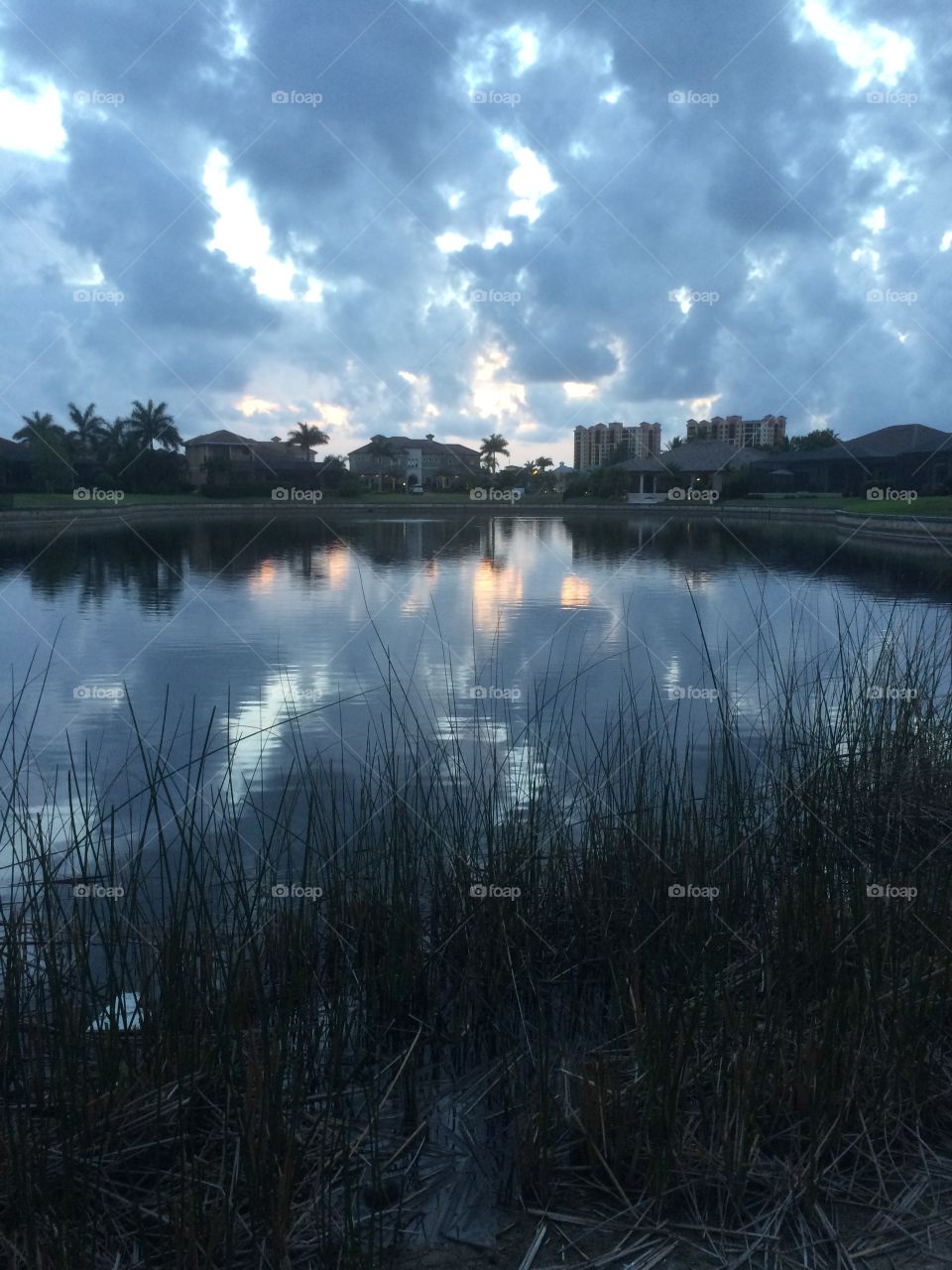 Sunset reflection onto a lake