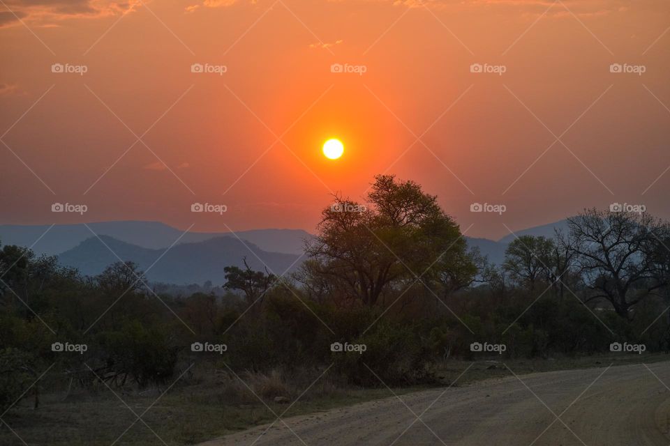 African sunset just before dark 