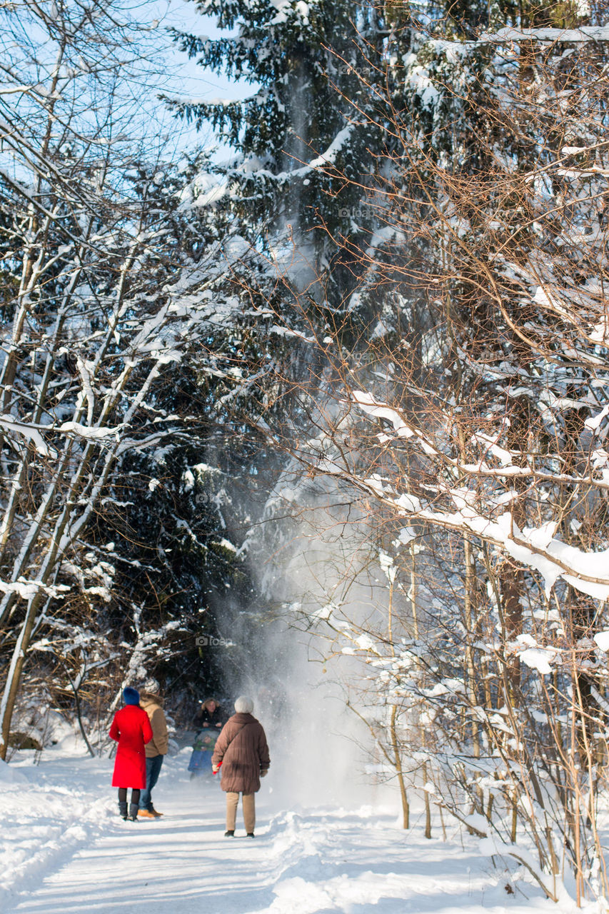 People walking in snow