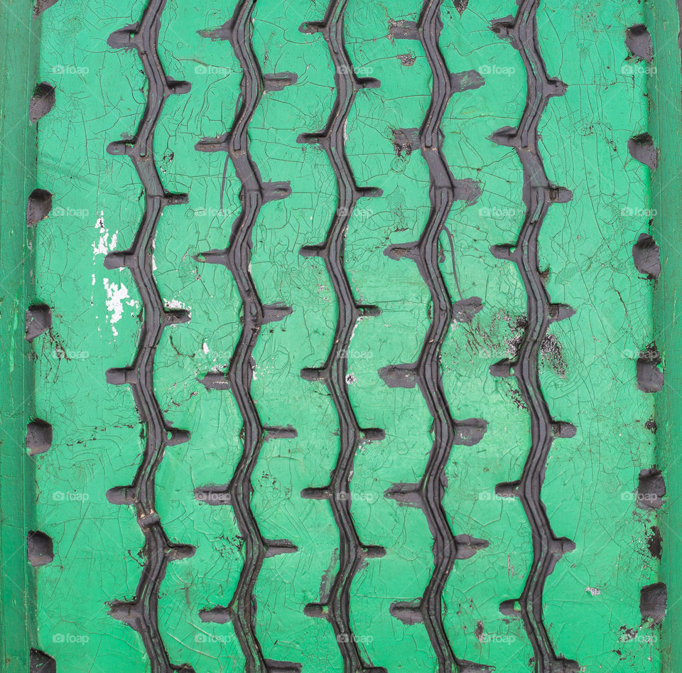 Old green tire tread