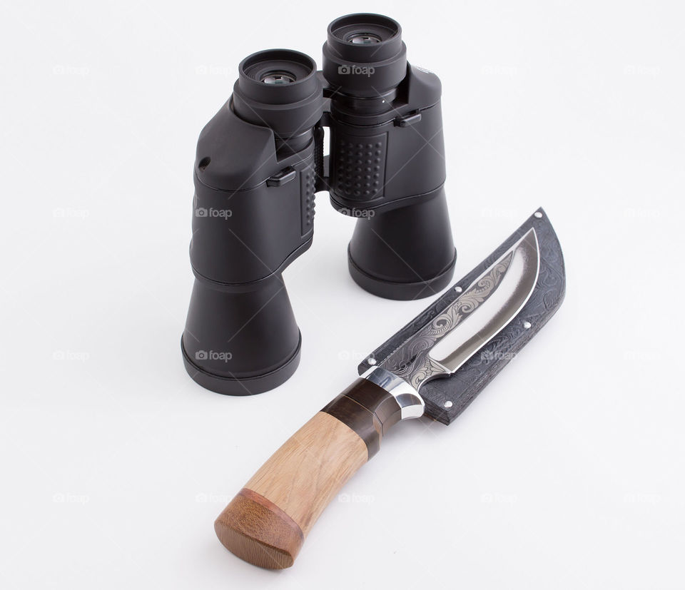 Binoculars and knife